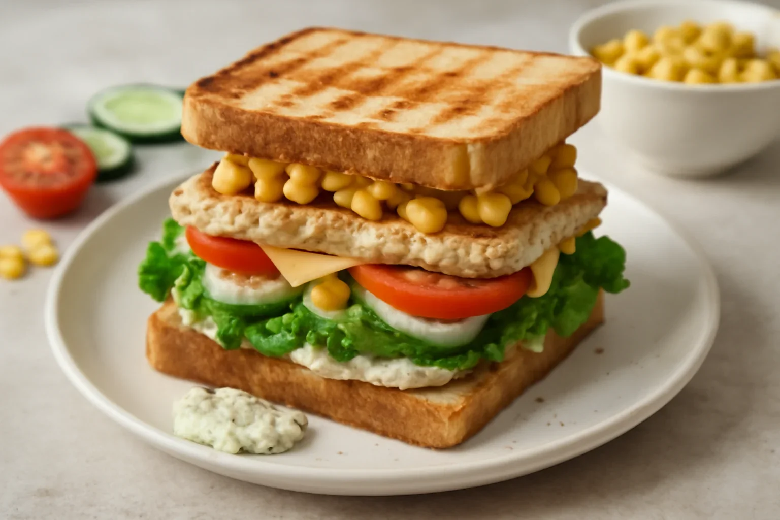 Sandwich cu pui si porumb