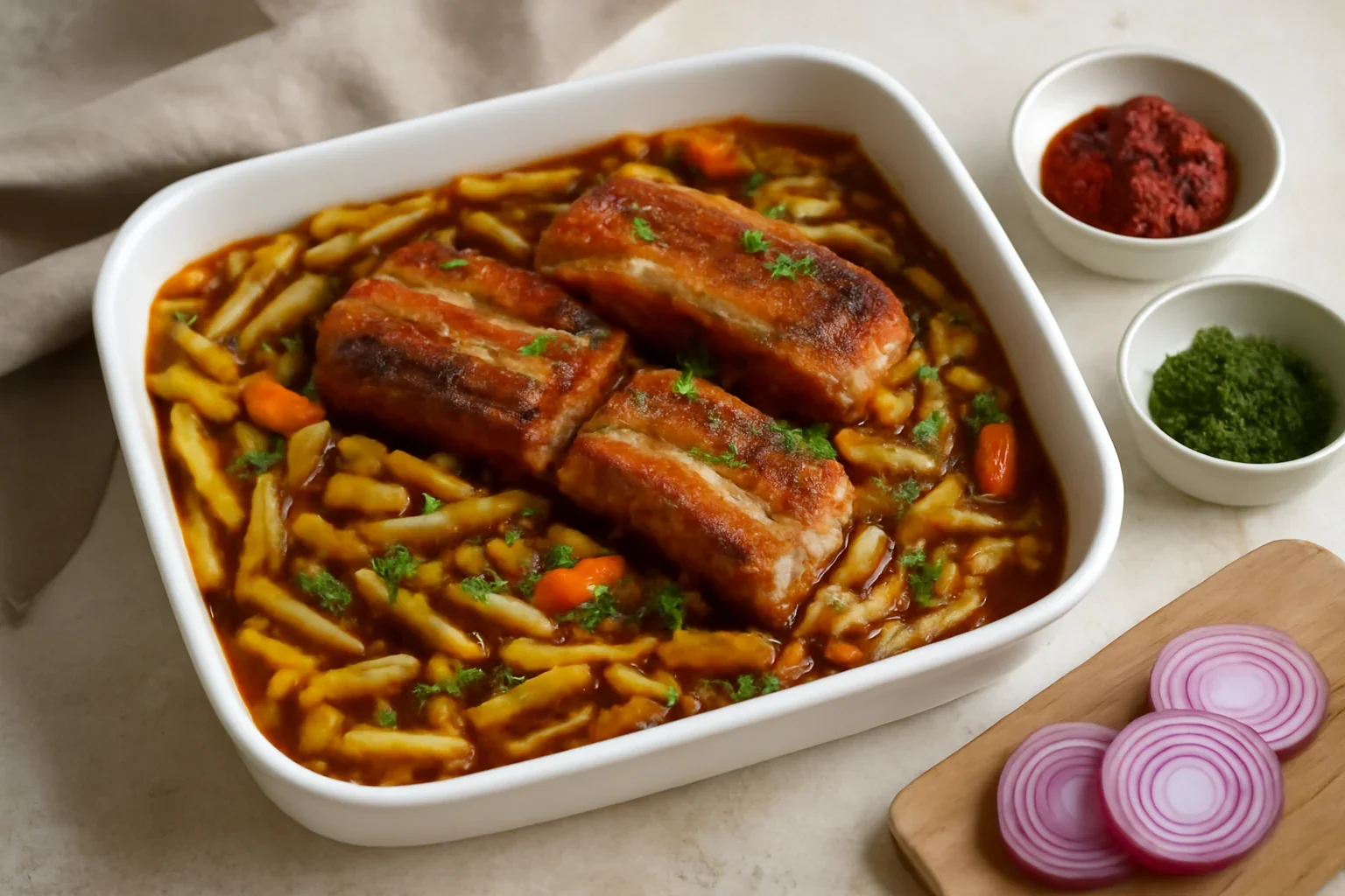 Păstăi scăzute cu piept de porc