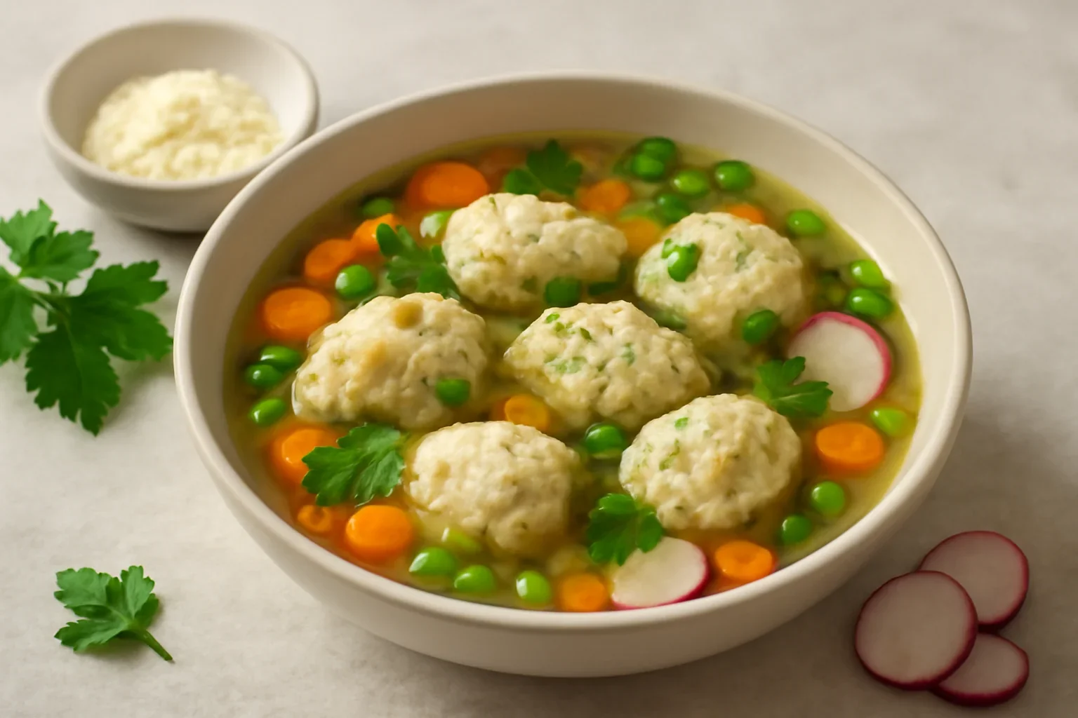 Supă de legume cu găluște de brânză