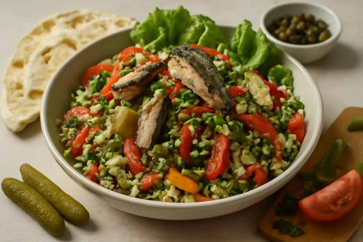 Salata cu macrou si bulgur