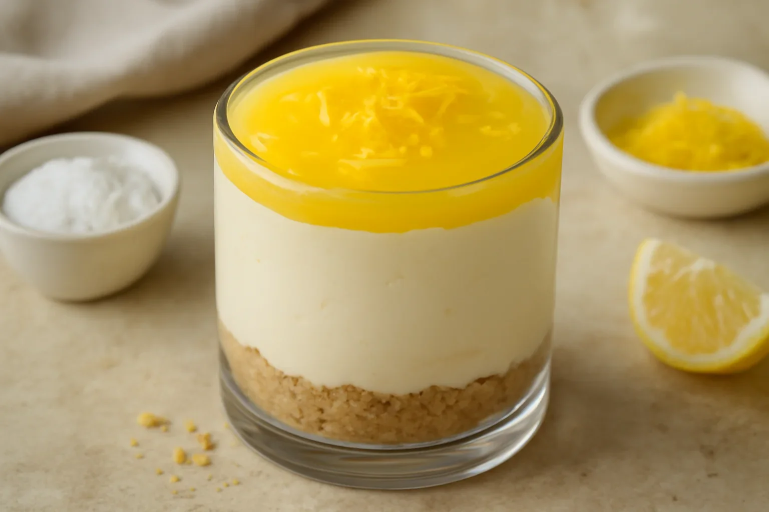 Cheesecake cu lamaie la pahar