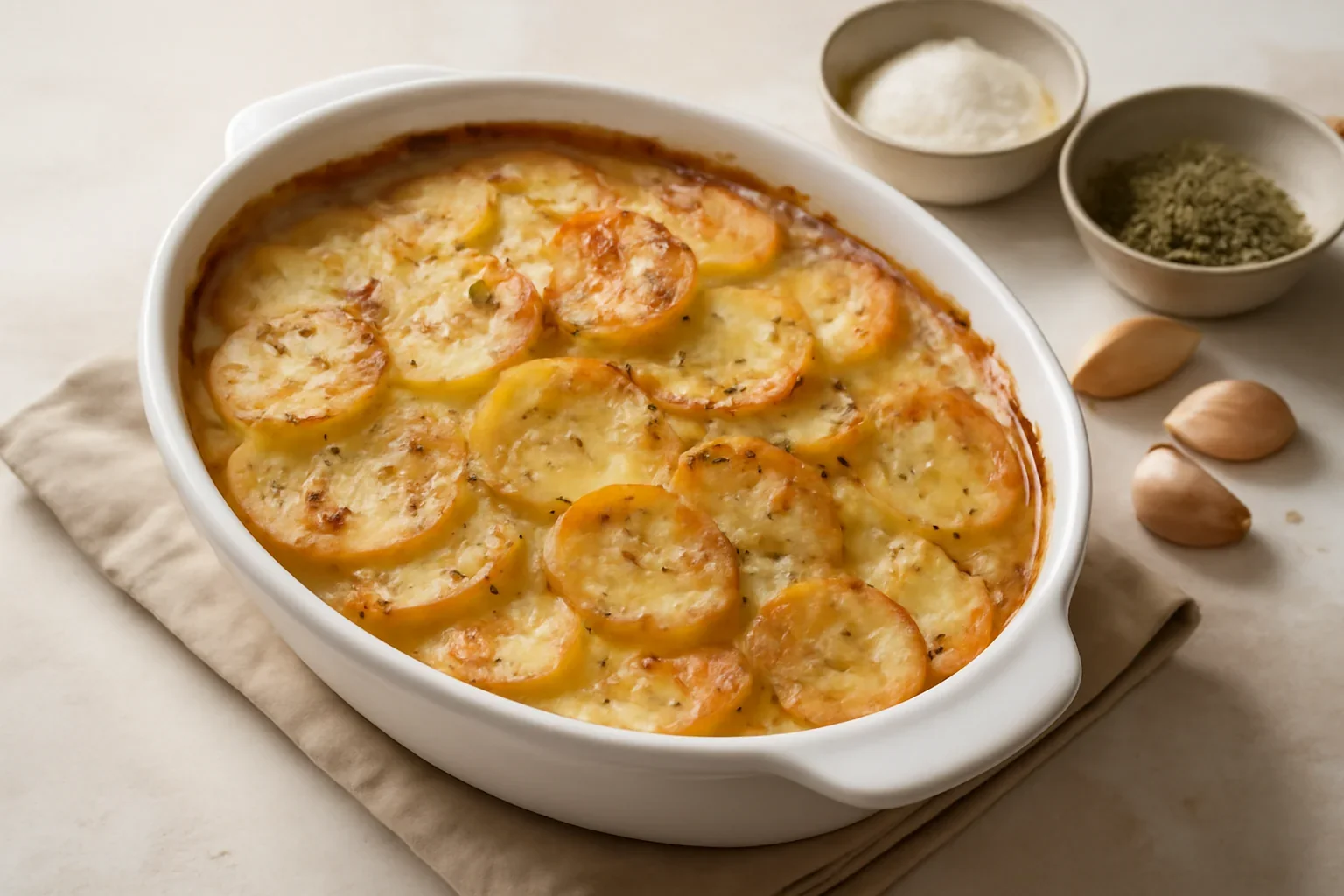 Cartofi gratinati la cuptor