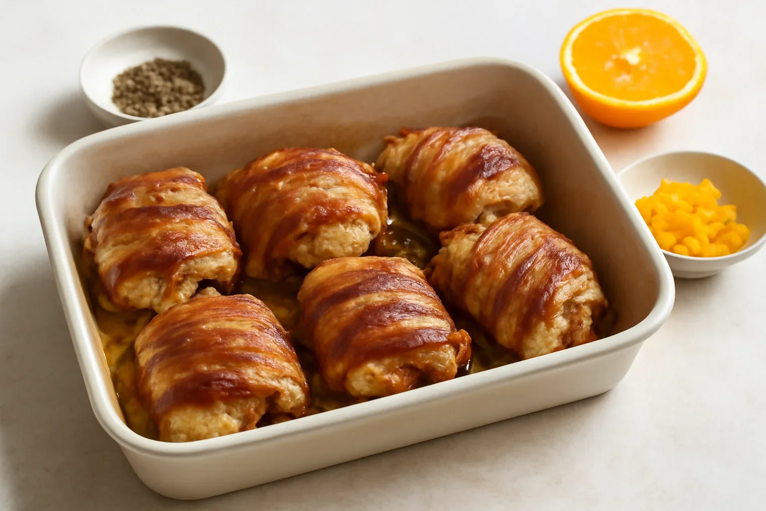 Pulpe de pui in camasa de bacon