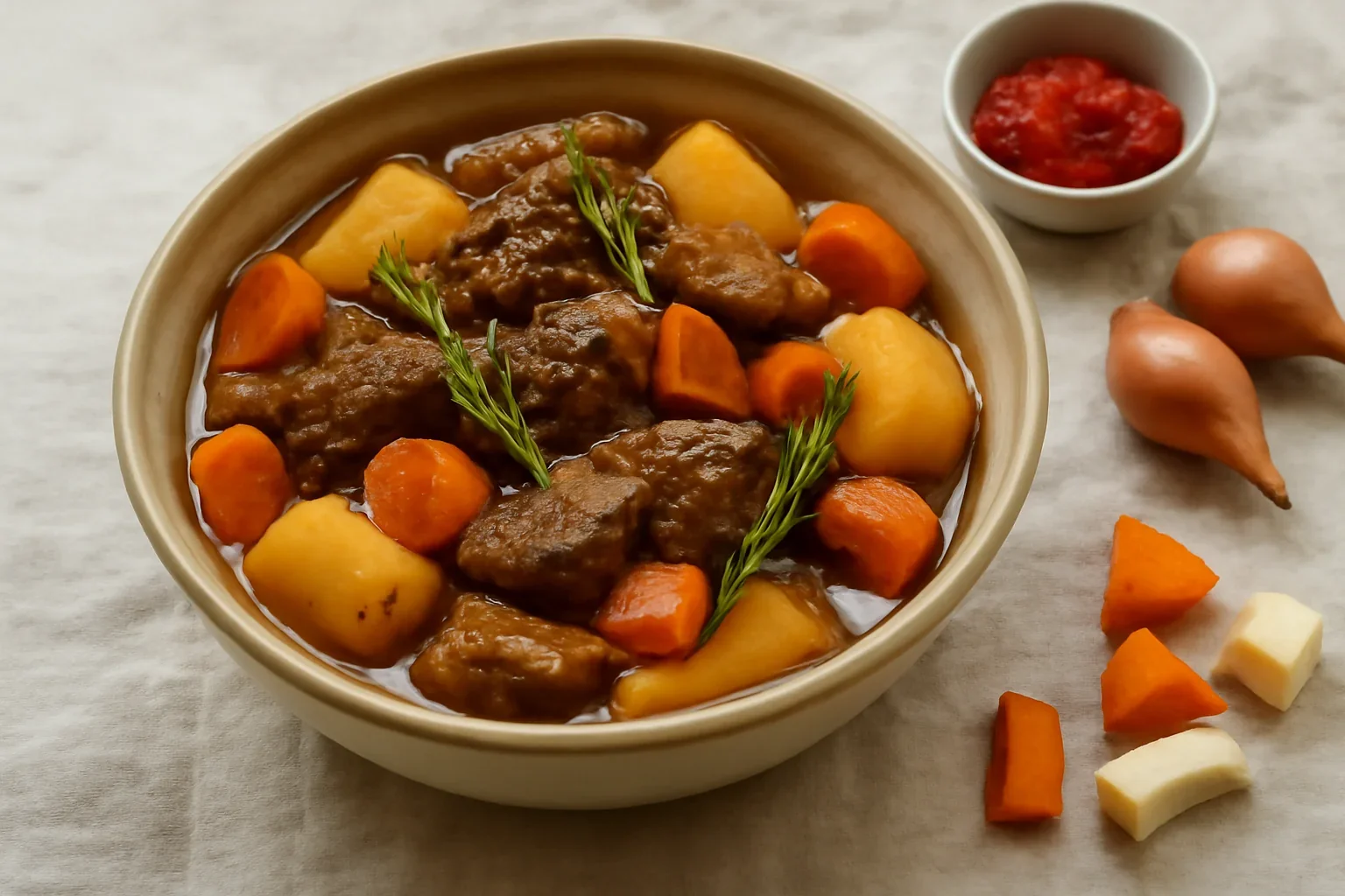 Vita cu morcovi si cartofi la slowcooker