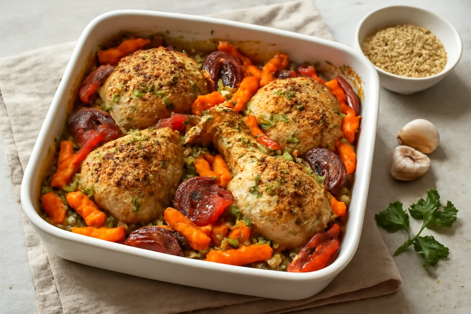 Pui cu legume gratinate