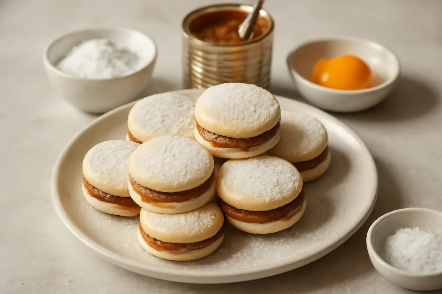 Alfajores – rețeta de fursecuri fragede cu cremă caramel din lapte condensat (dulce de leche)