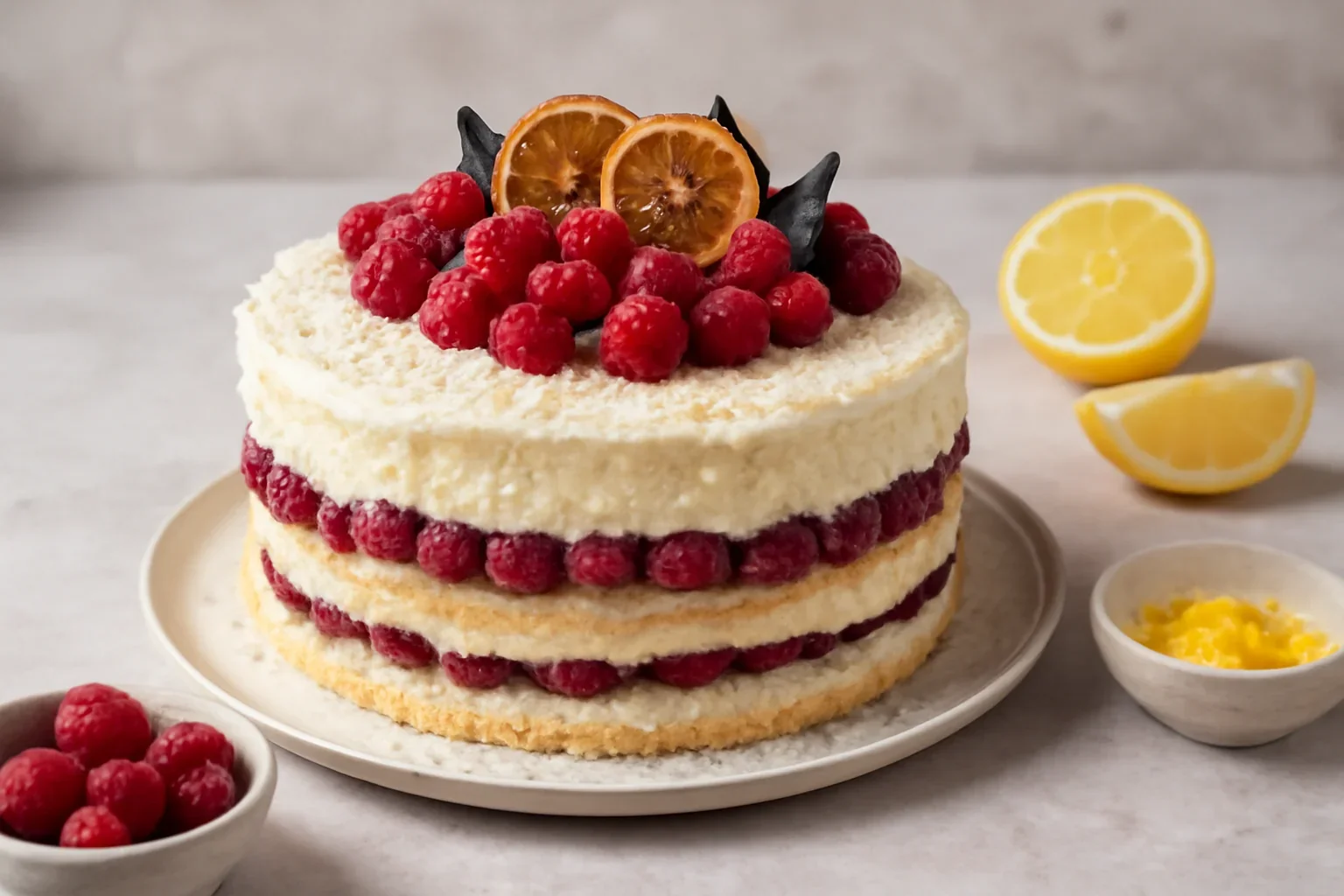 Tort de lamaie cu mascarpone si zmeura