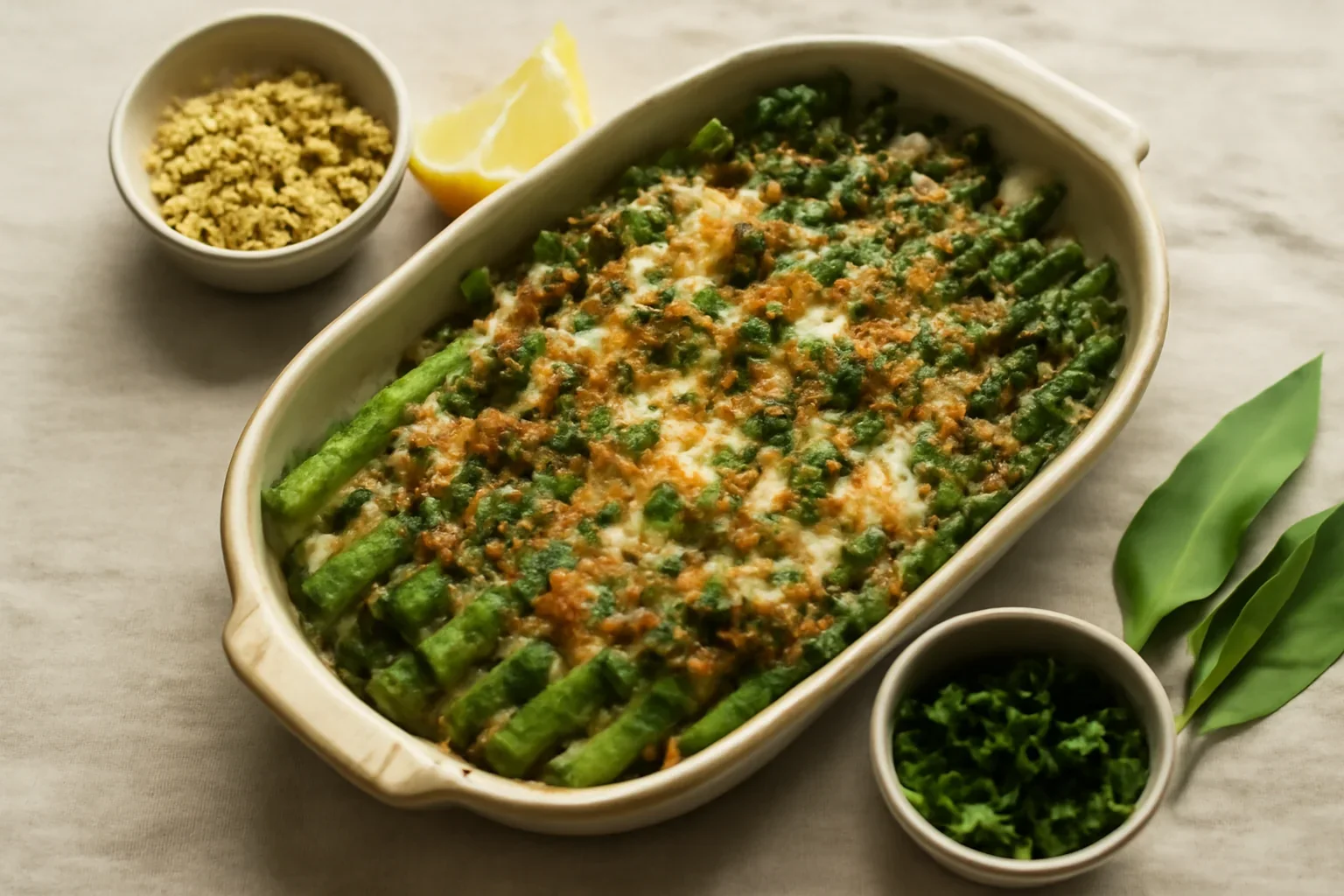 Sparanghel gratinат cu mozzarella