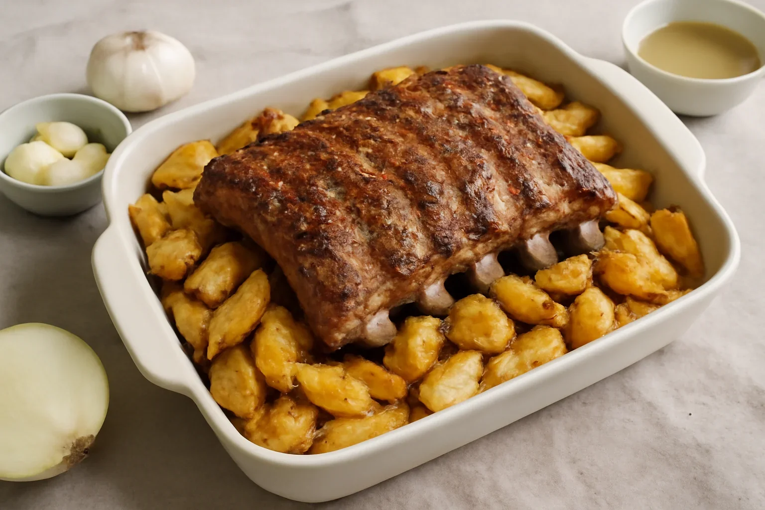Coaste de porc cu cartofi crocanți