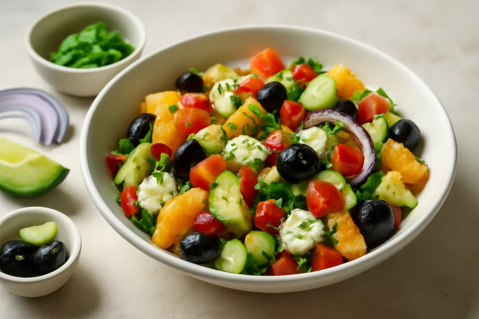 Salata de portocale, branza si avocado