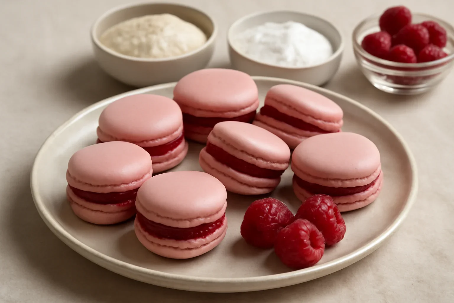 Macarons cu crema de zmeura