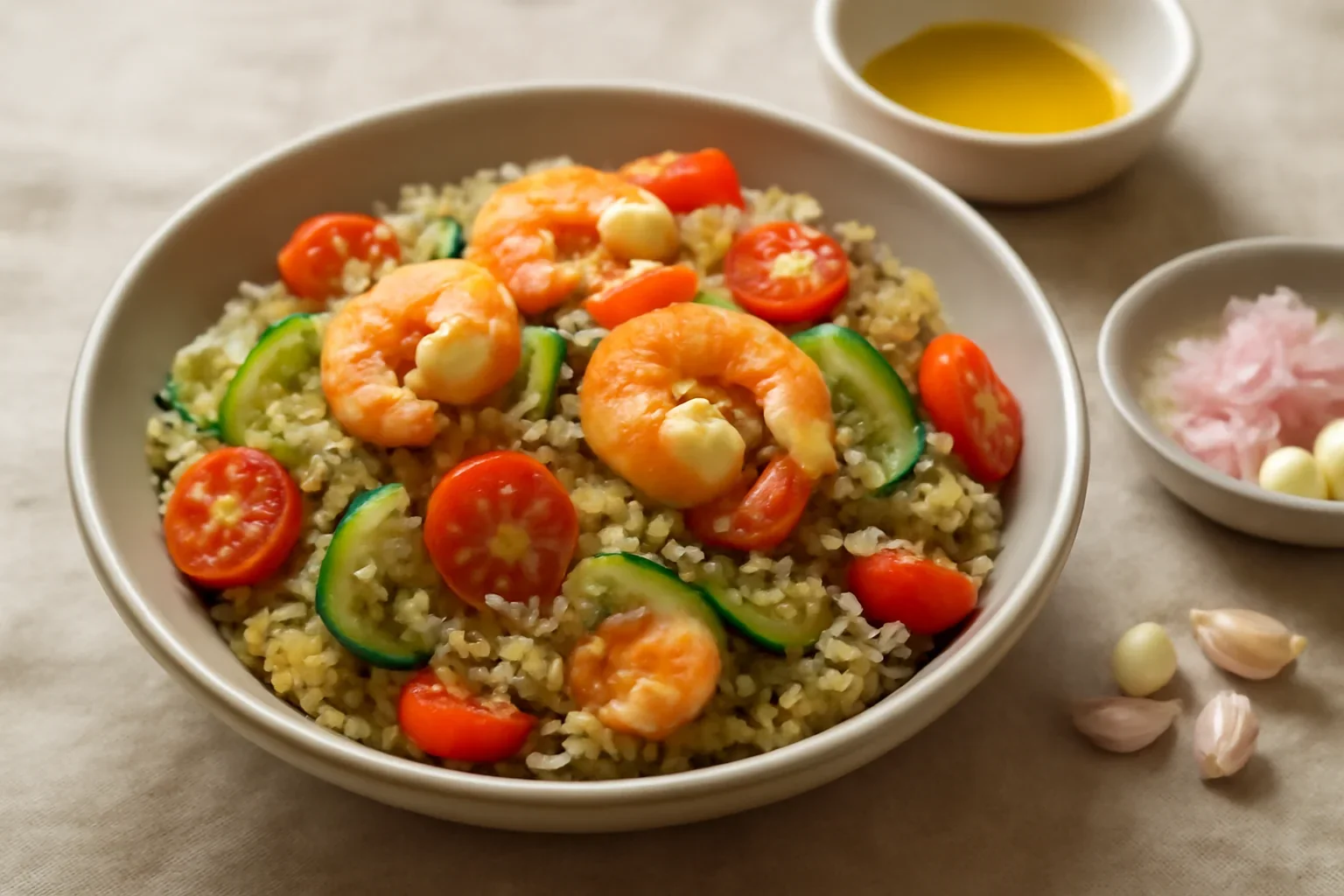 Salată cu quinoa și creveți
