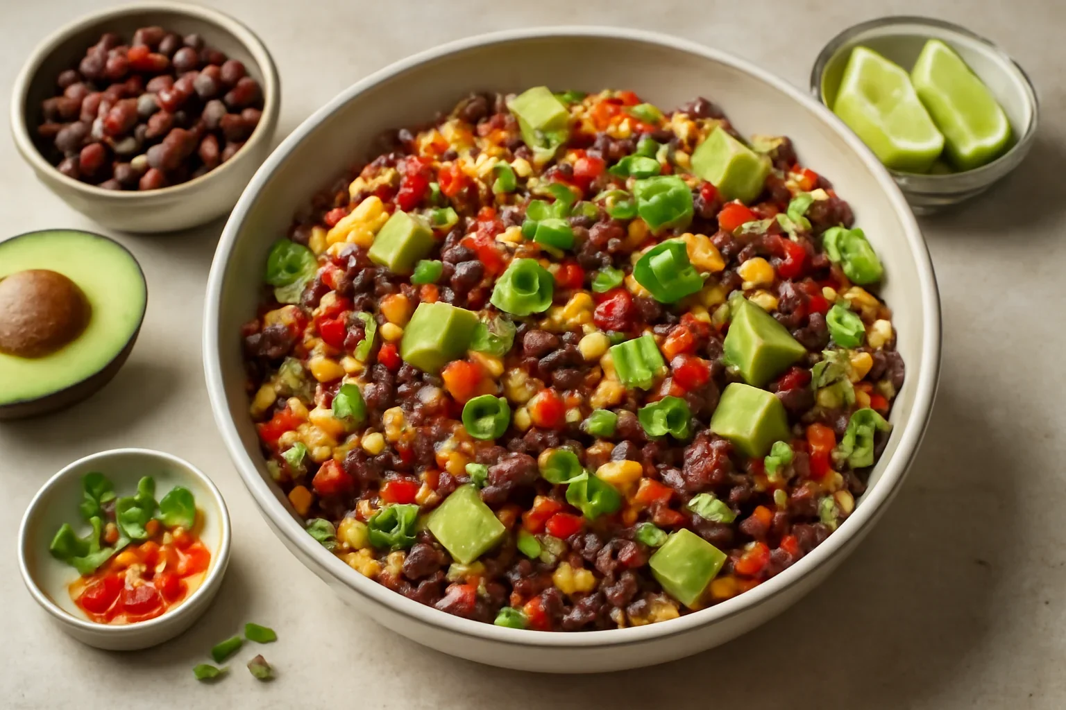 Salată mexicană cu fasole roșie, porumb, avocado și quinoa
