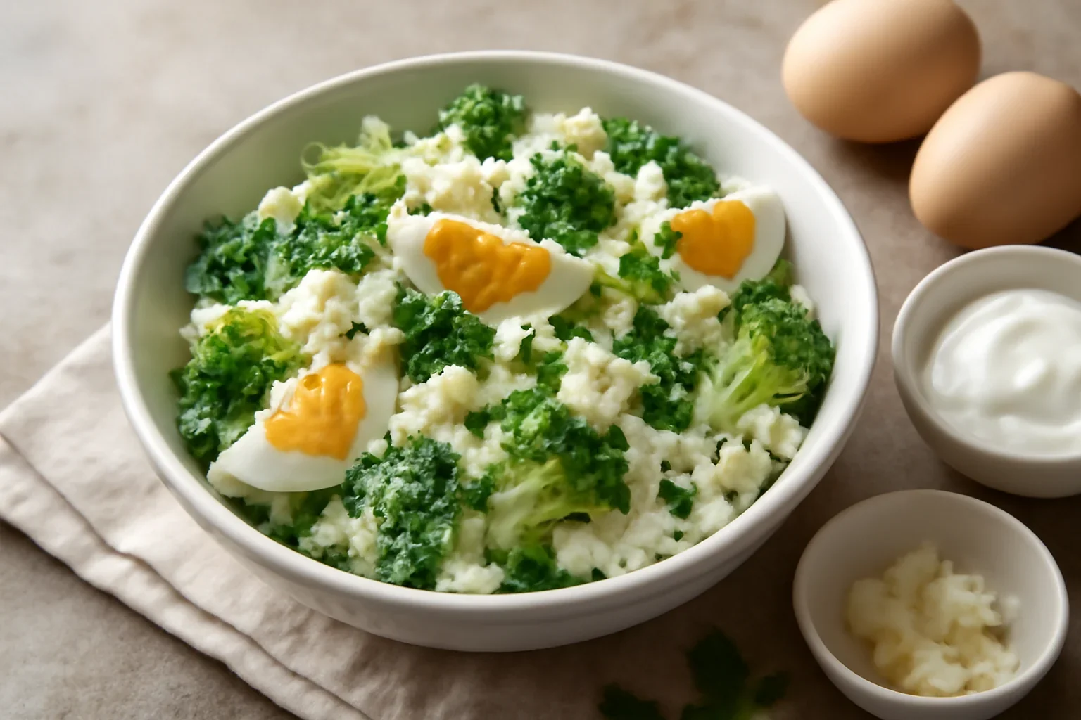 Salata de broccoli cu oua si branza