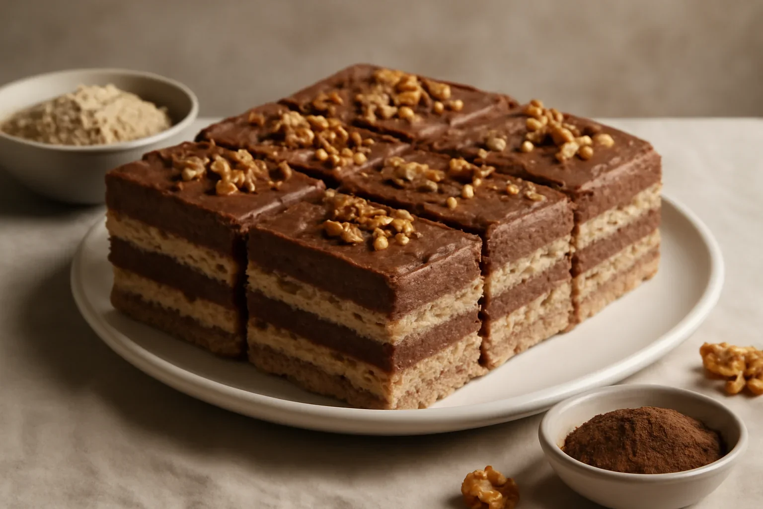 Prajitura Sumegi – foi de bezea cu nucă si crema cu cacao