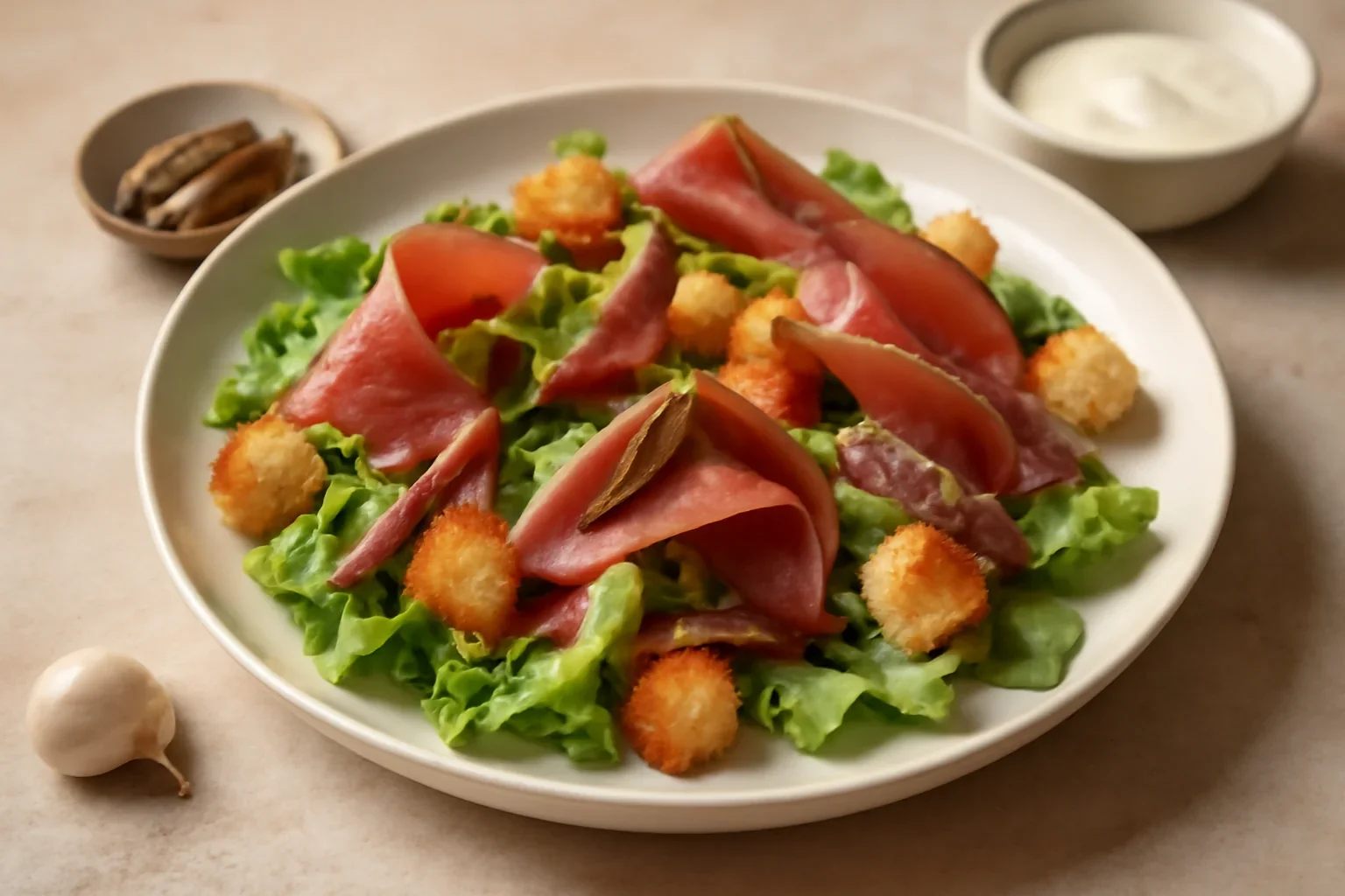 Salata Caesar cu prosciutto