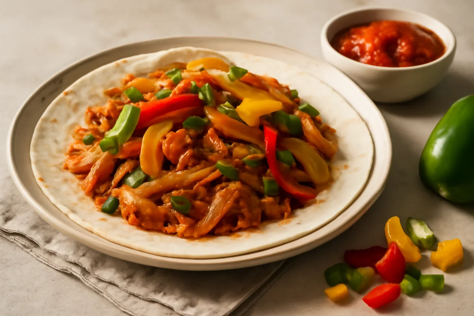 Tortilla cu pui gatit lent