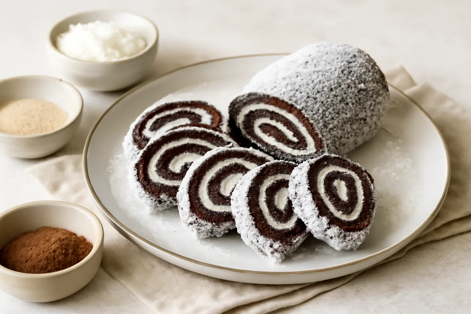Rulada de biscuiti cu crema de cocos