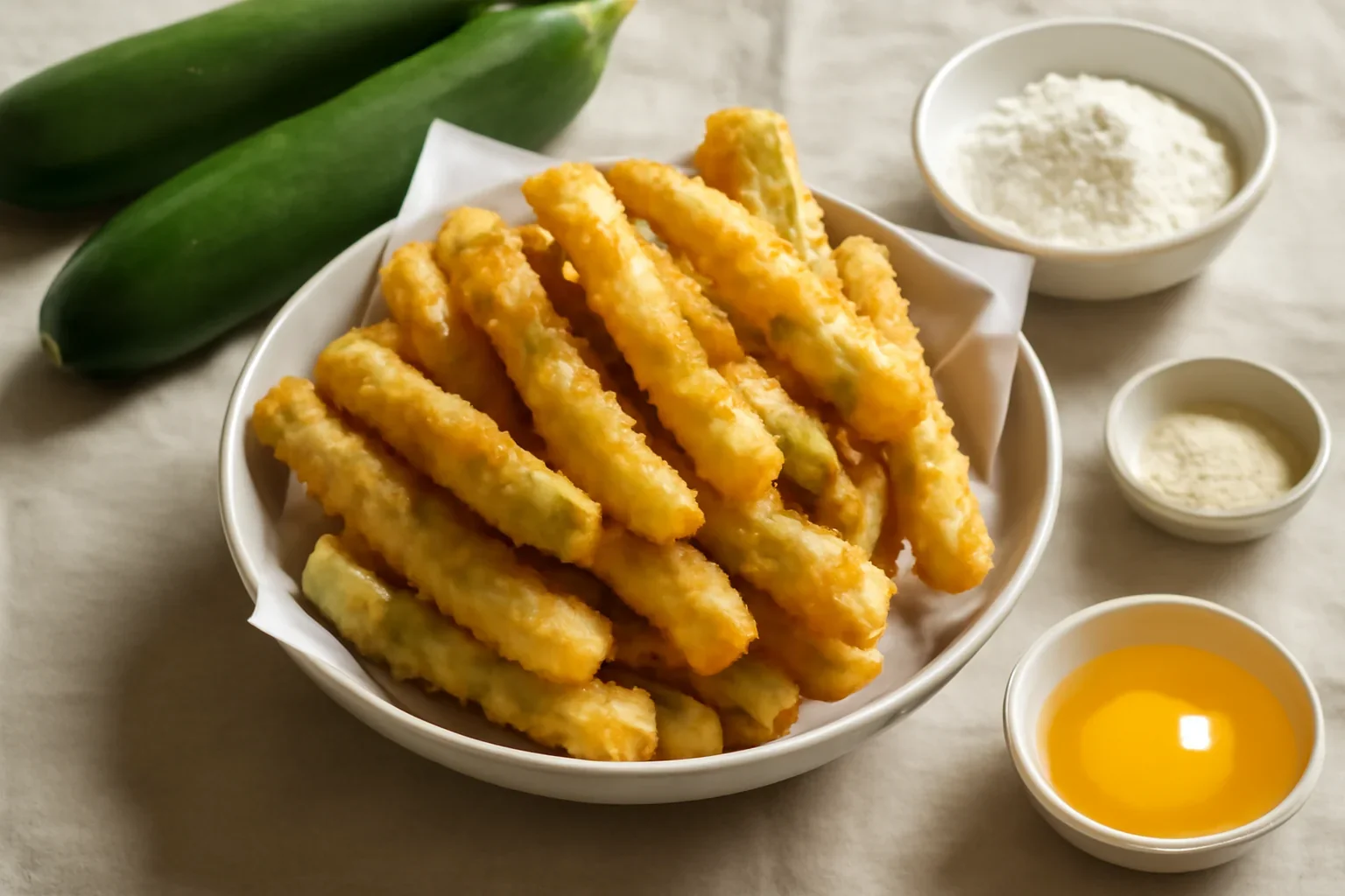 Dovlecei tempura – rețeta de sticks de dovlecel în crustă crocantă de aluat