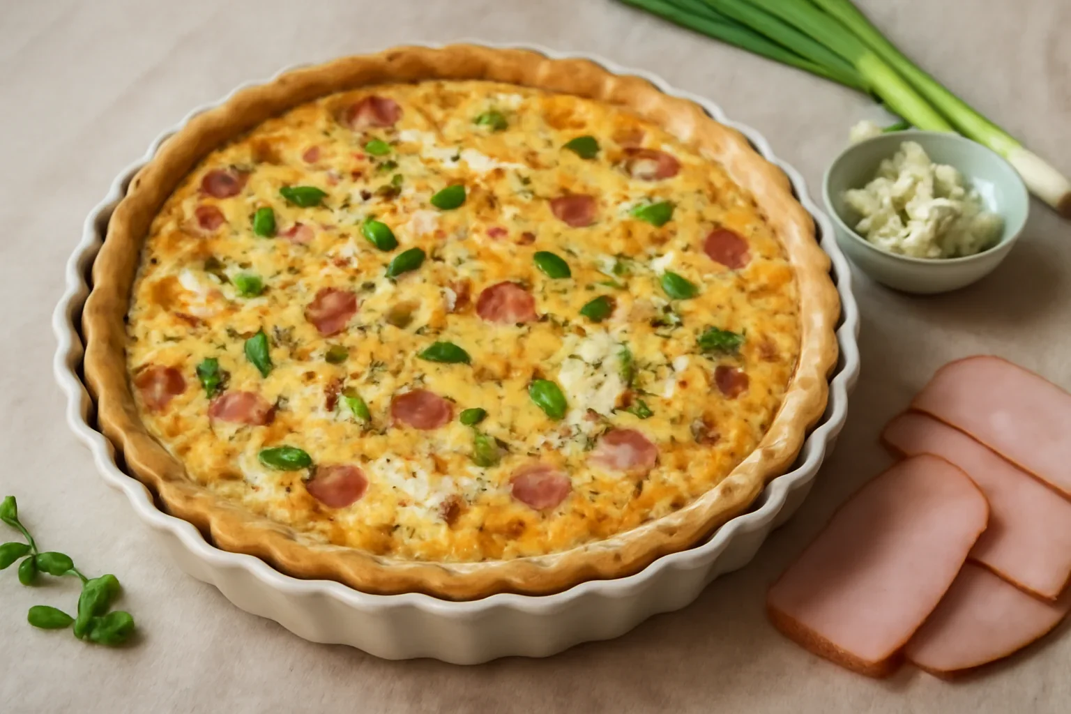 Quiche cu gorgonzola si sunca