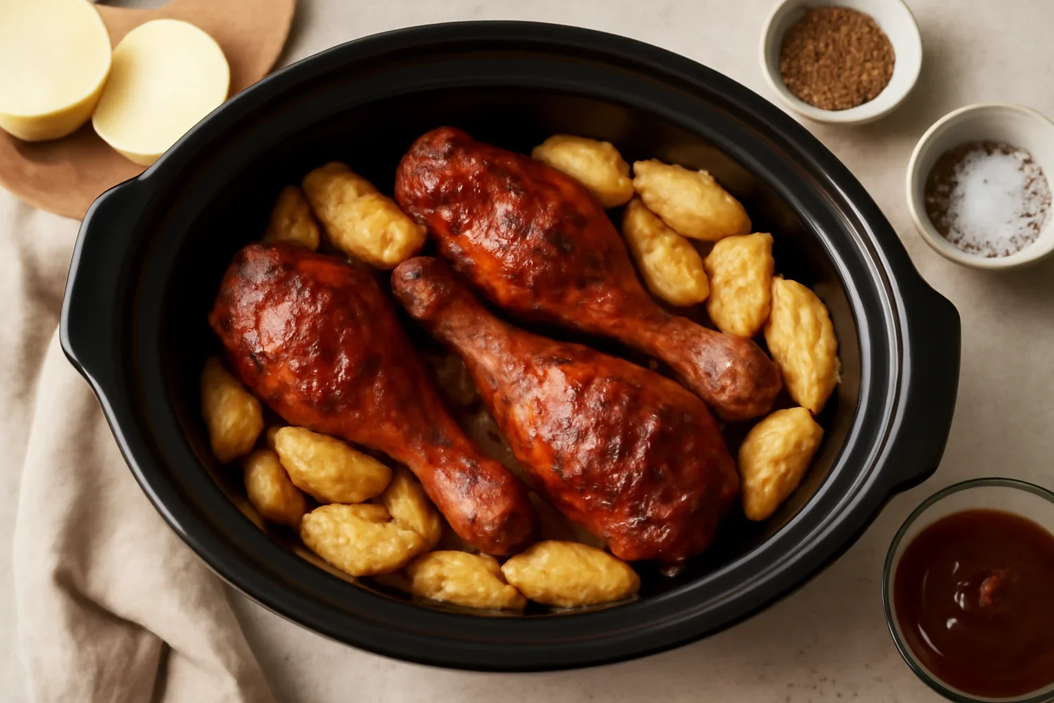 Curcan cu sos barbecue BBQ la slow cooker