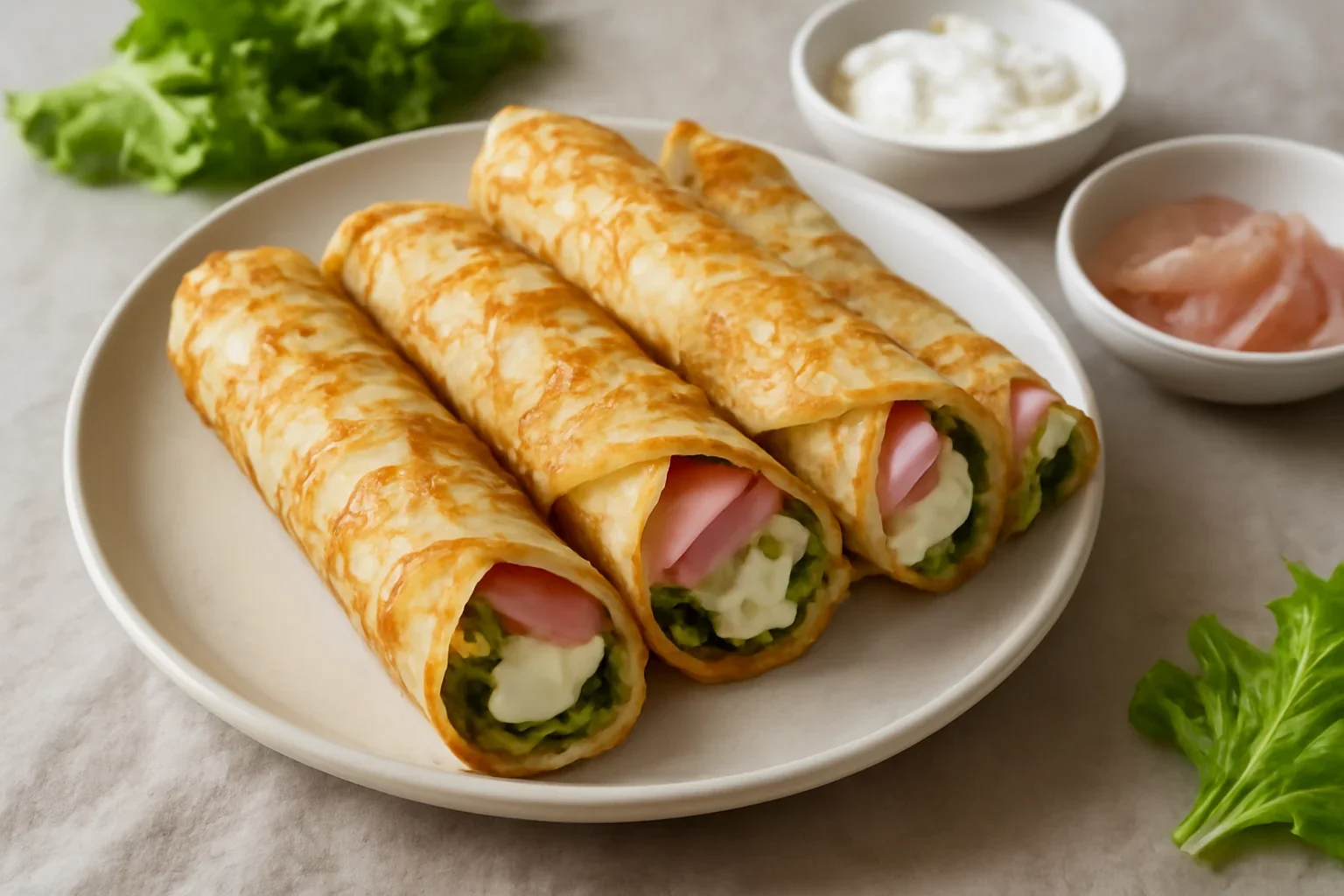 Clatite aperitiv umplute cu crema de branza