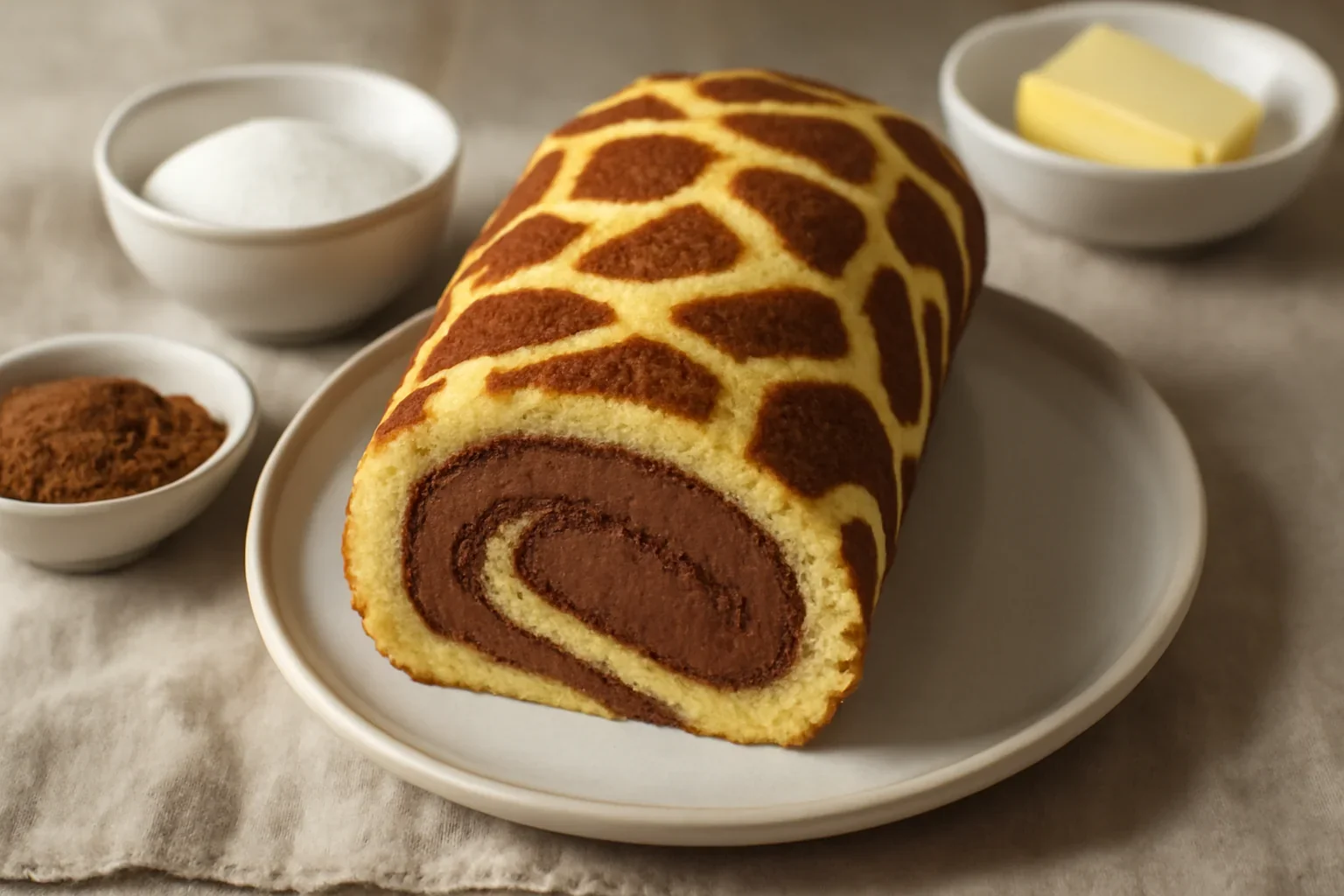 Rulada cu crema de cacao, girafa