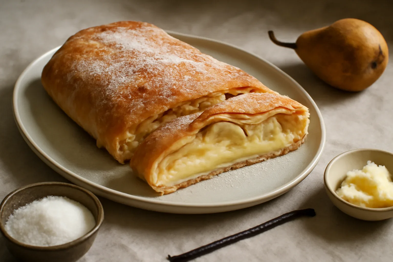Placinta cu crema de vanilie si pere