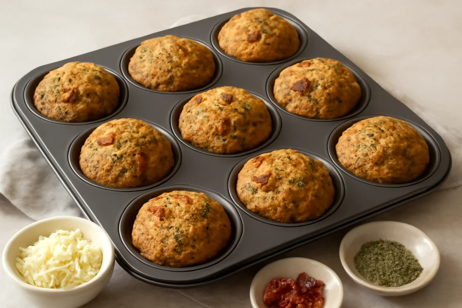 Muffins cu mozzarella și roșii uscate