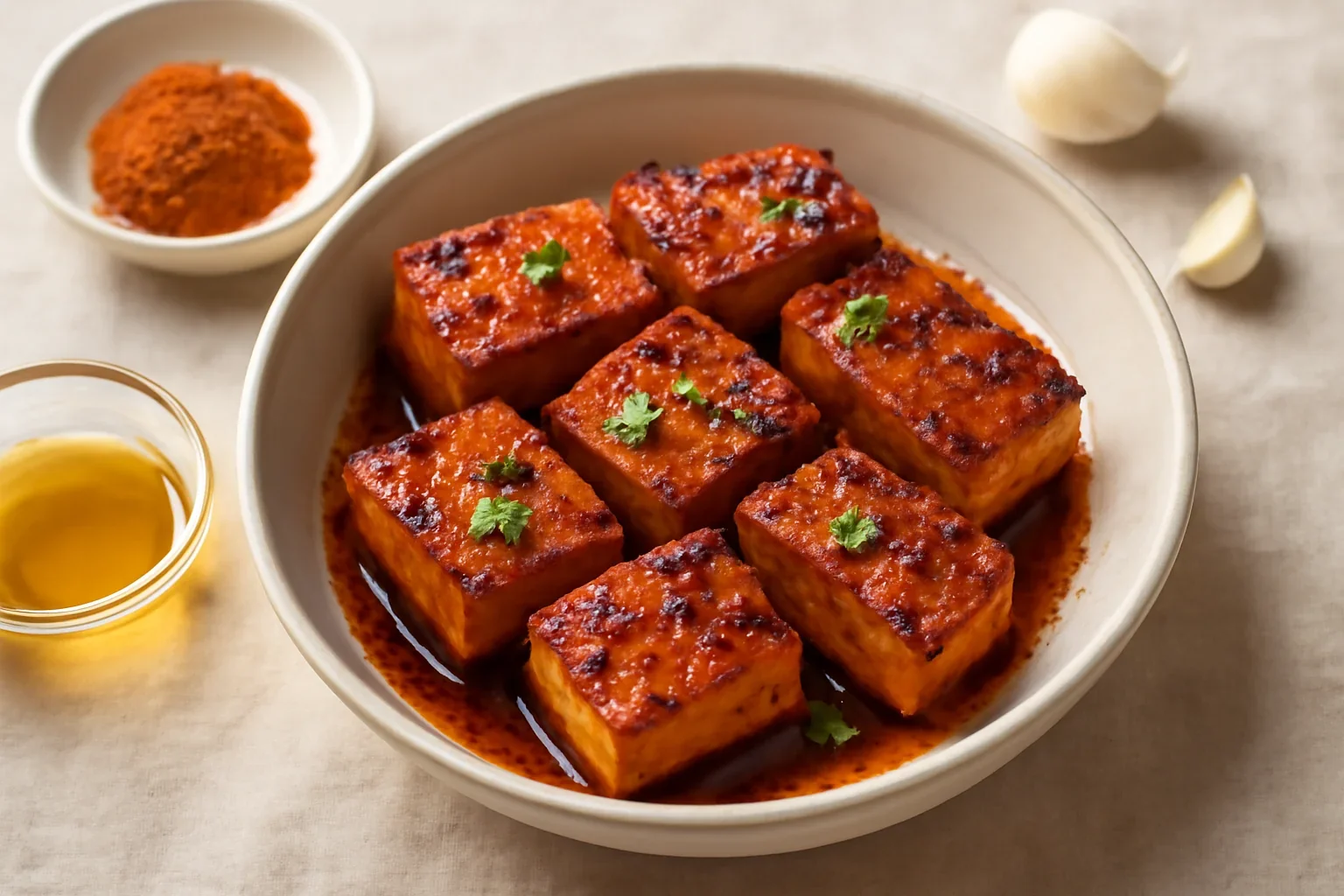 Tofu în marinată BBQ