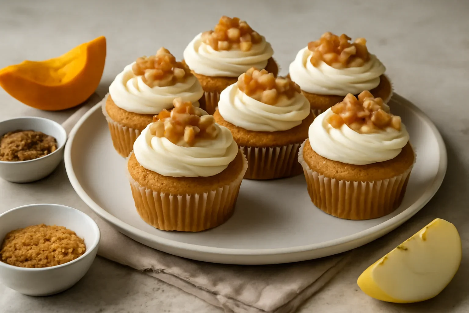 Cupcakes cu dovleac și umplutură cu mere