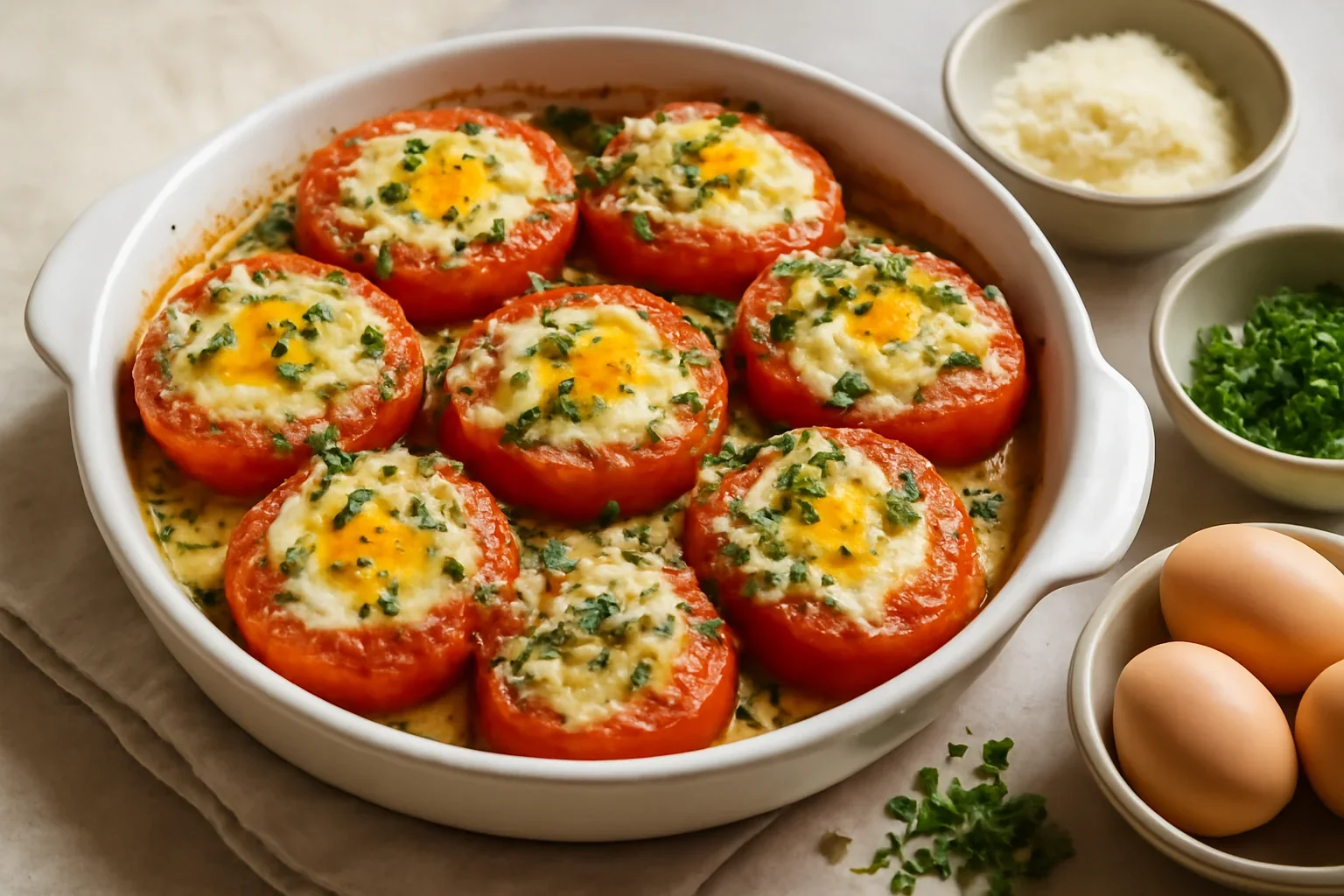Roșii coapte cu arpagic și parmezan