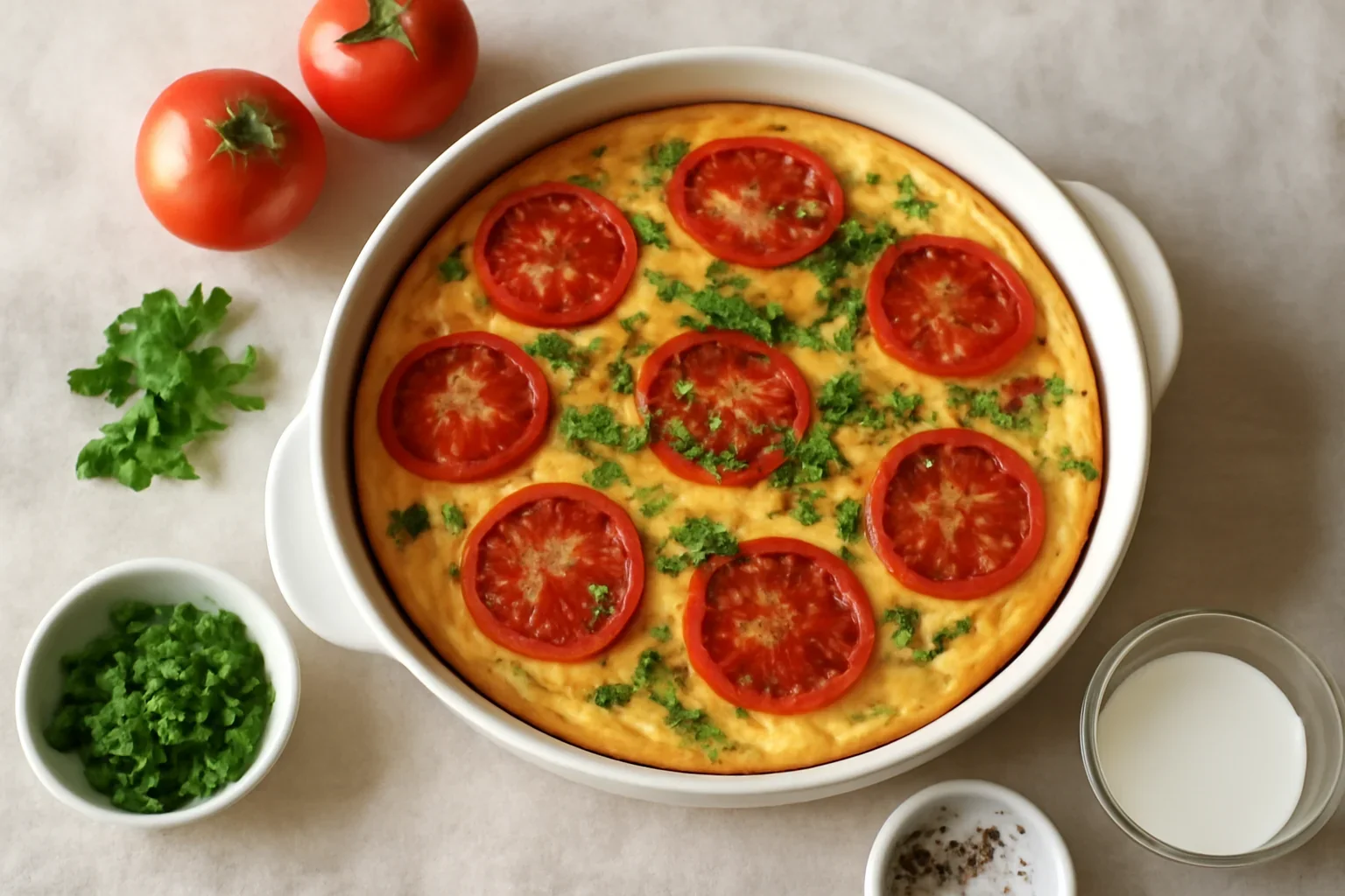 Omletă cu roșii coapte