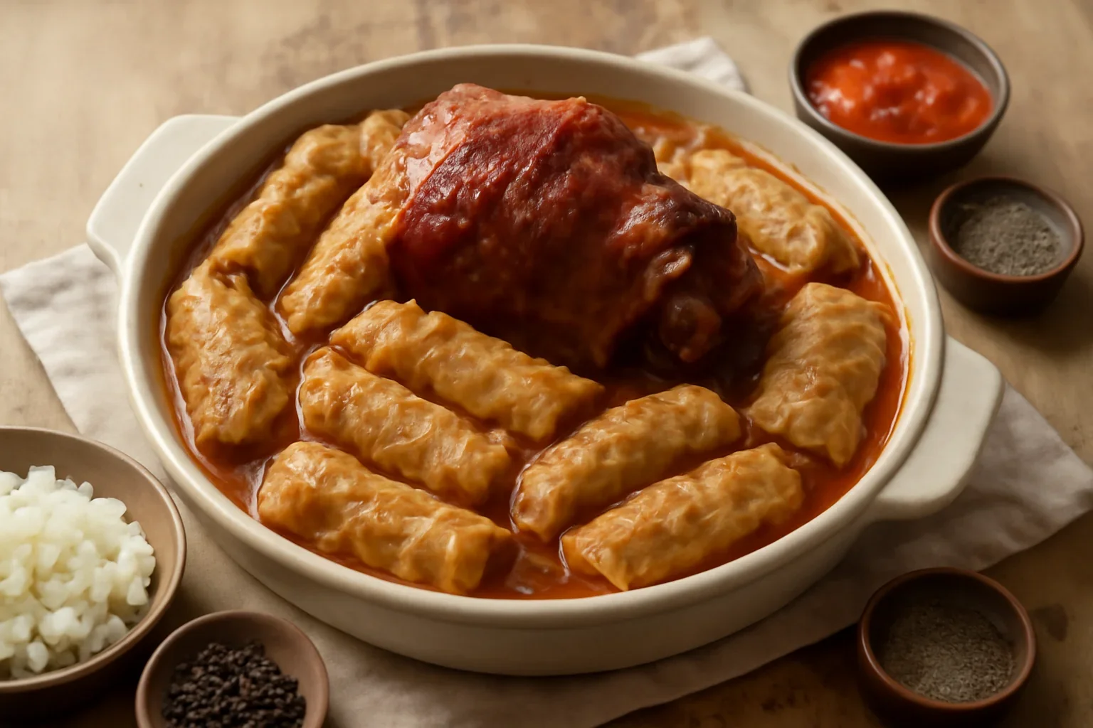 Sarmale in varza dulce, cu ciolan afumat