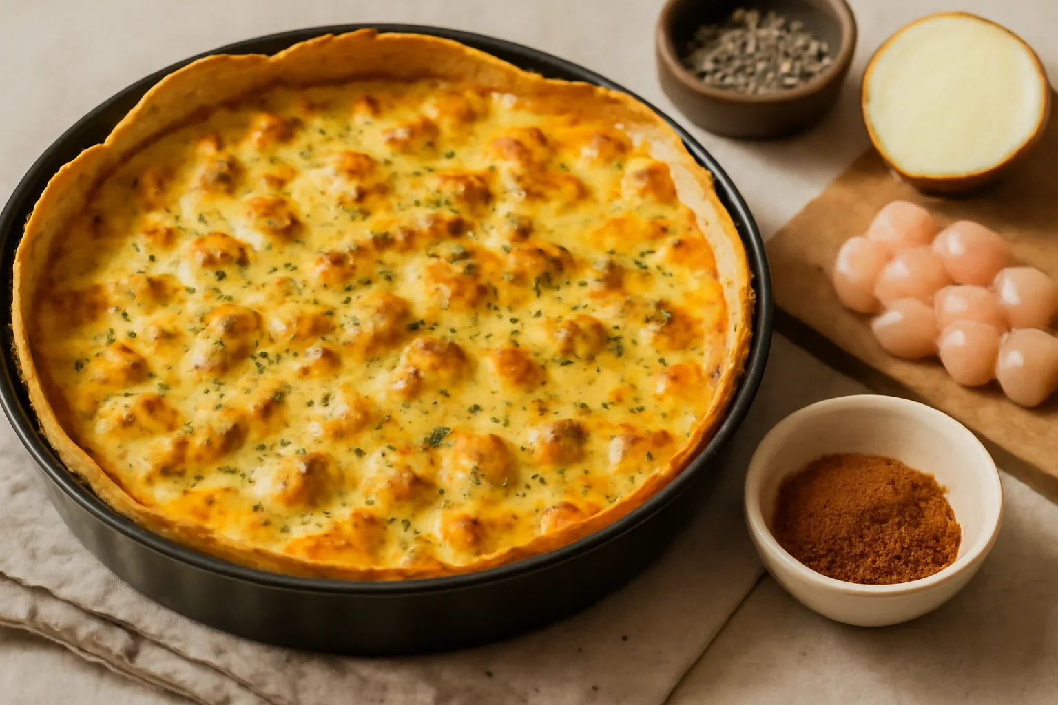 Quiche din lipii cu piept de pui