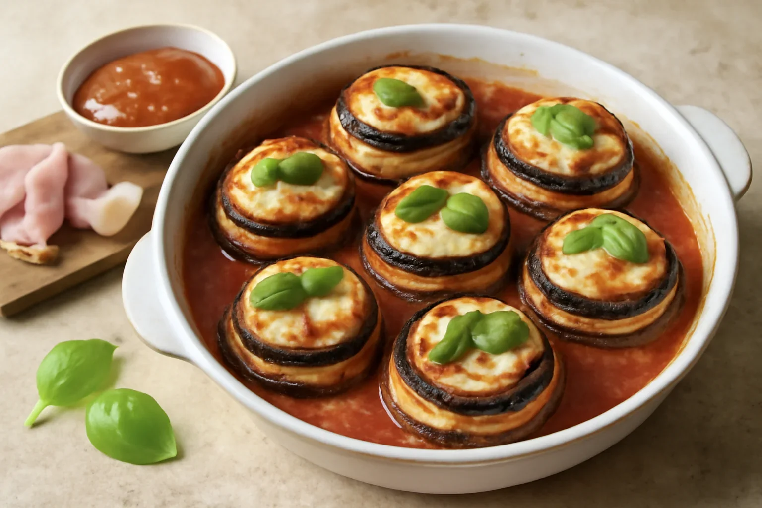 Turnulețe din vinete cu mozzarella și roșii – rețetă detaliată