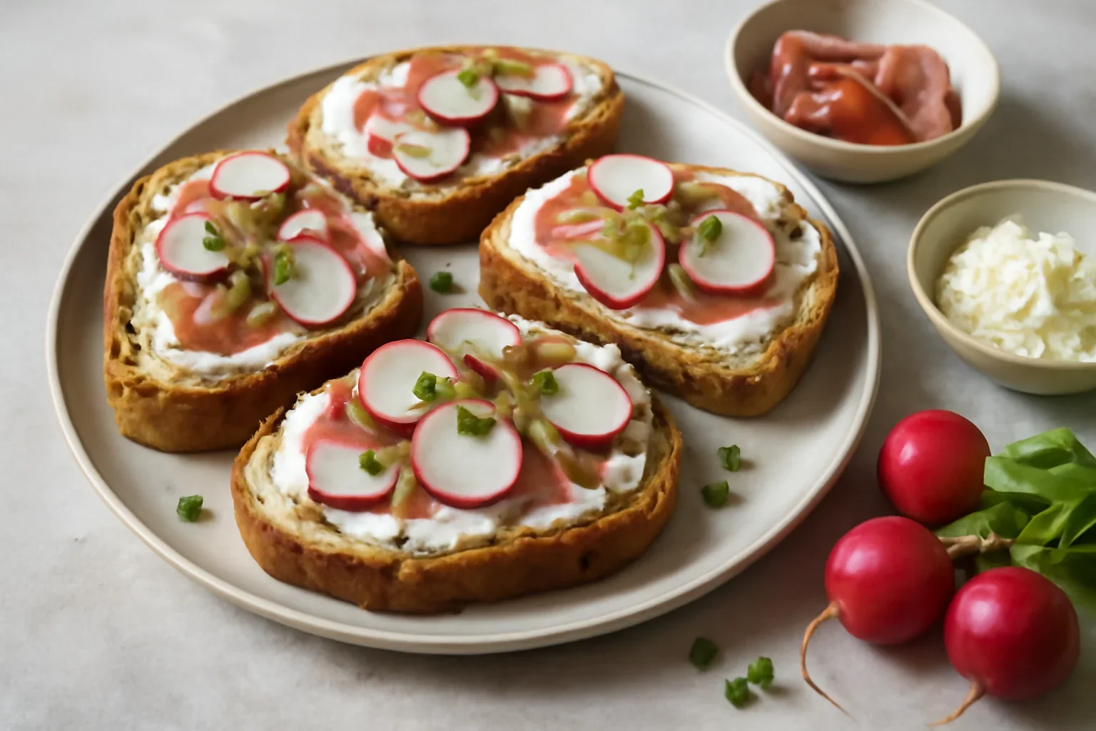 Toast cu branza si ridichi