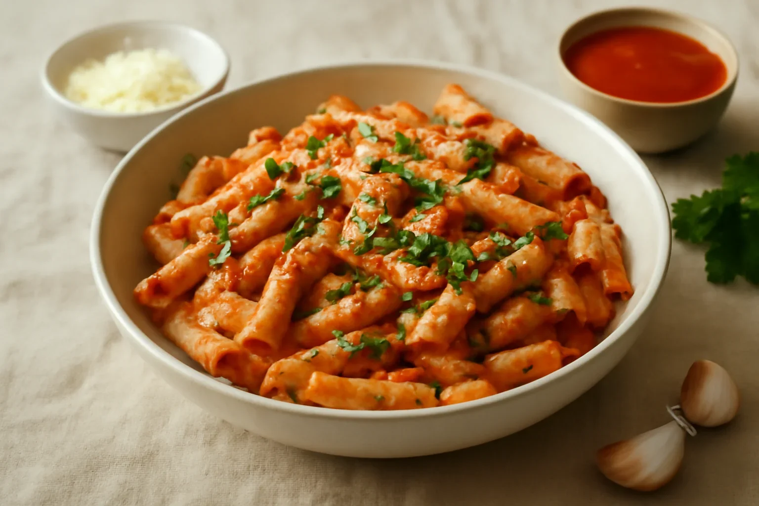 Paste cremoase cu sos de rosii si parmezan