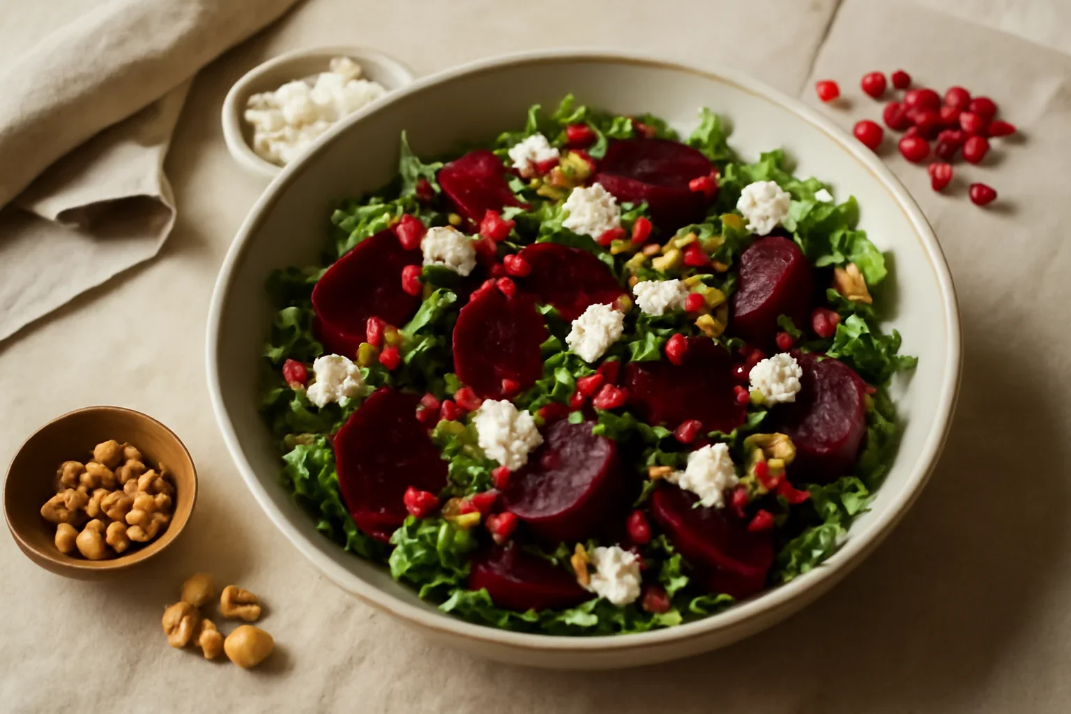 Salată cu sfeclă roșie, rucola și brânză feta