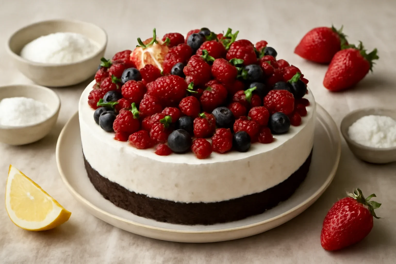 Cheesecake cu capsuni, zmeura sau fructe de padure
