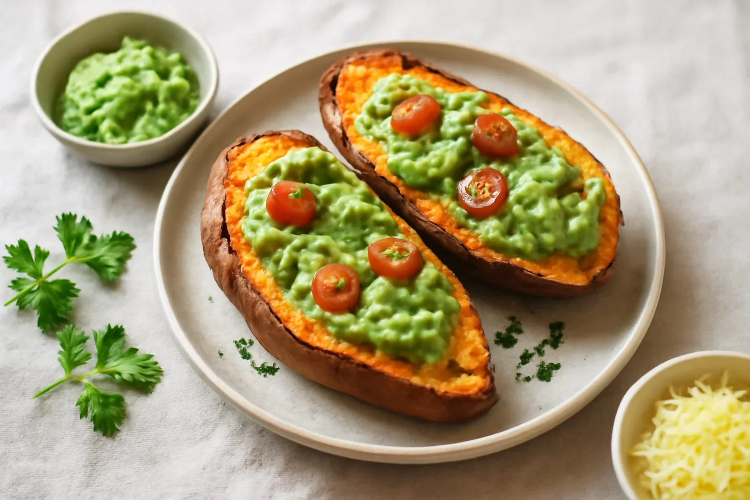 Cartofi dulci cu pasta de avocado