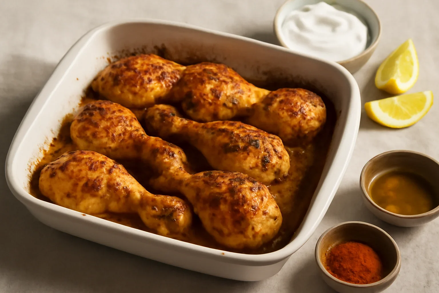 Pulpe de pui marinate cu iaurt la cuptor