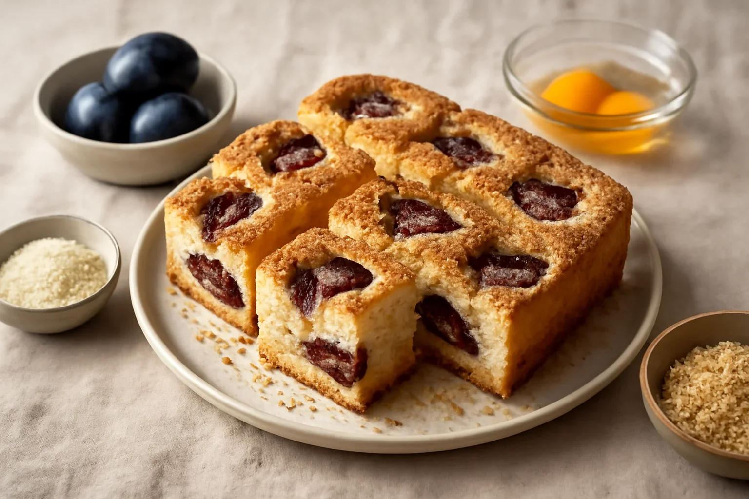 Pandispan cu prune, prajitura pufoasa si aromata