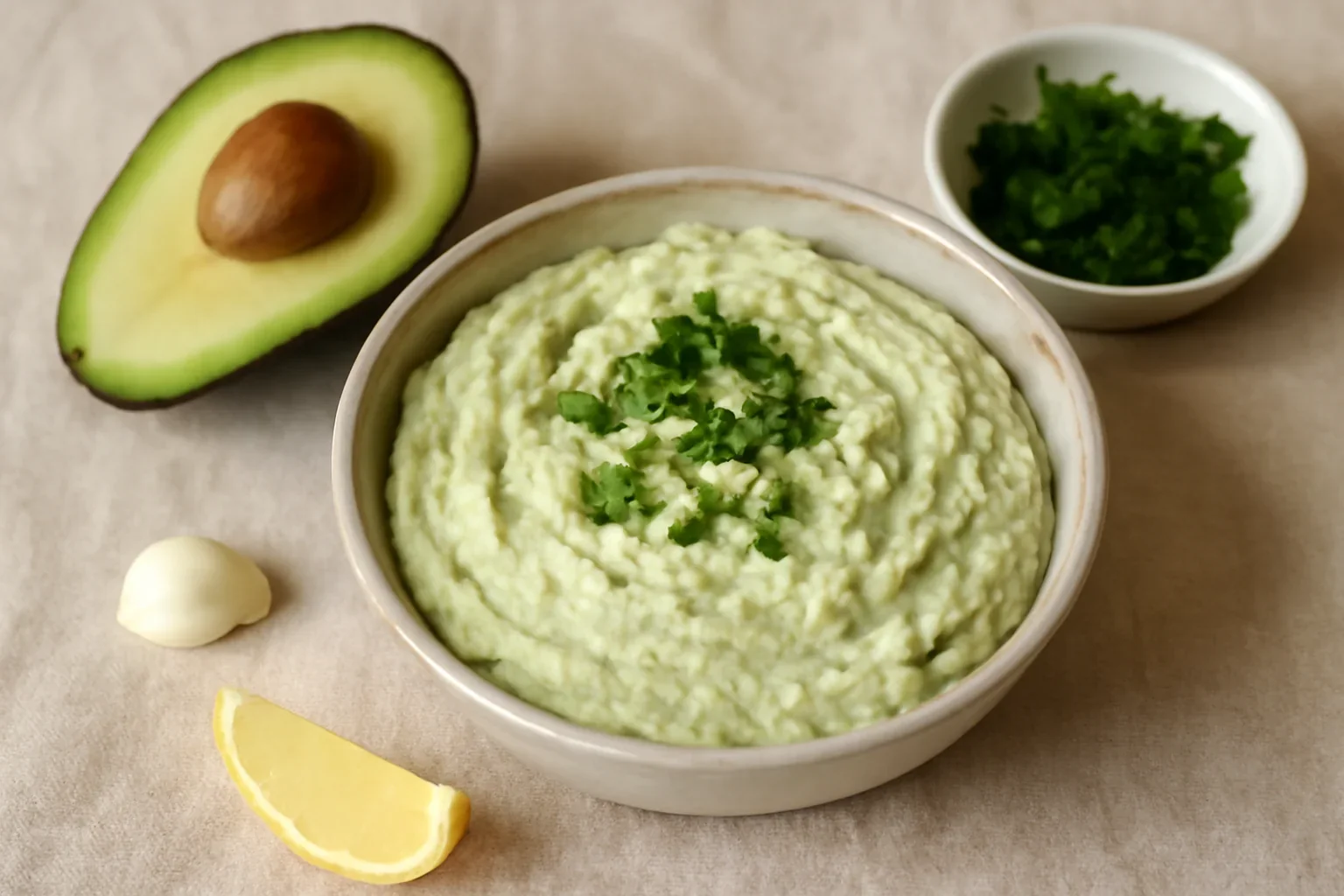 Crema de branza cu avocado, patrunjel si usturoi