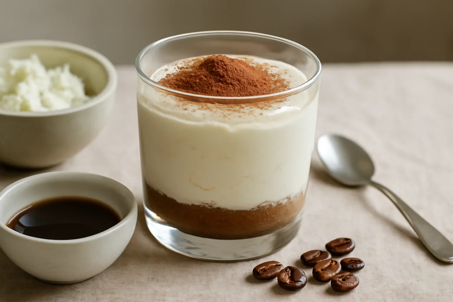 Desert cu branza si cafea – la pahar