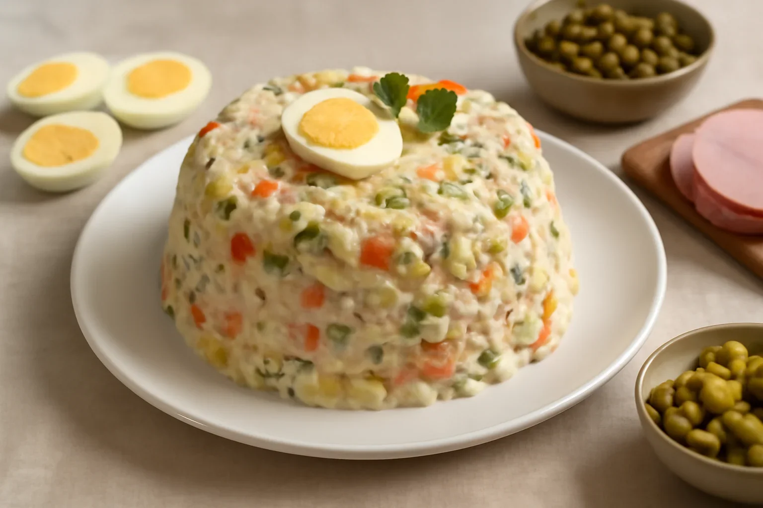 Salata ruseasca cu legume si maioneza Olivier – a la russe