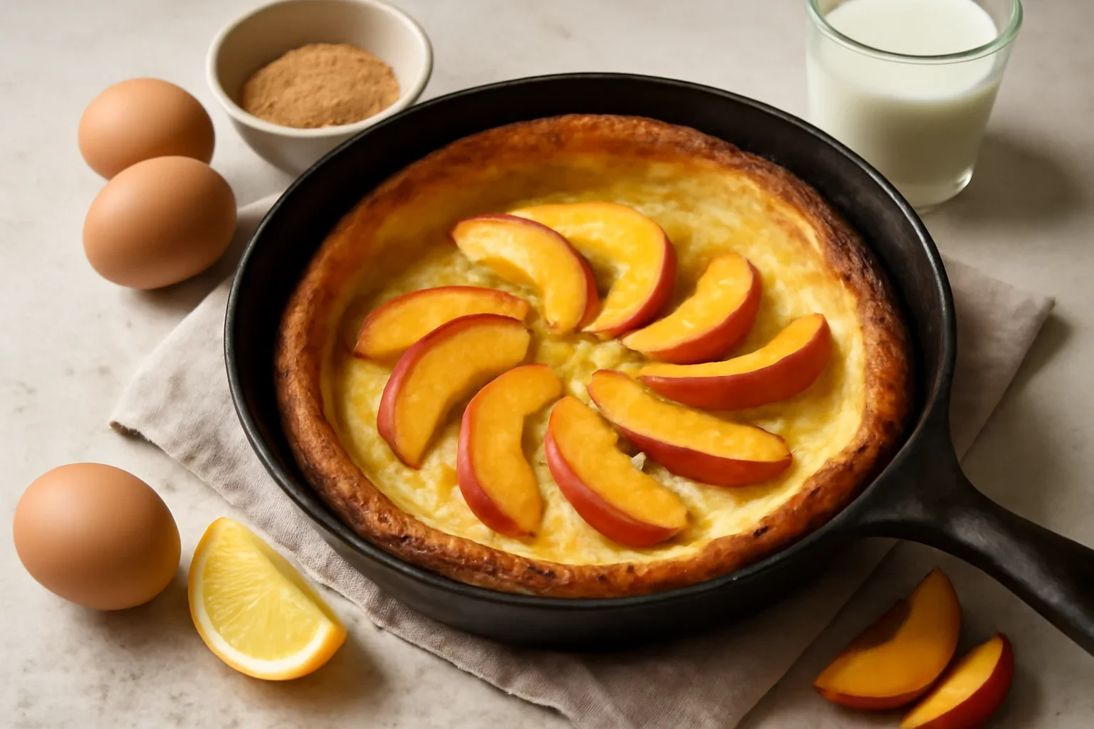 Dutch baby cu piersici