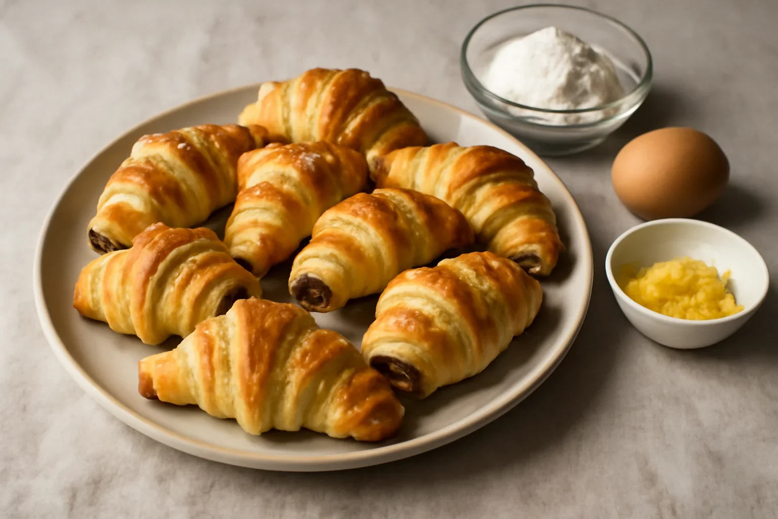 Cornuri cu nutella din aluat foietaj dospit, un fel de croissante cu nutella