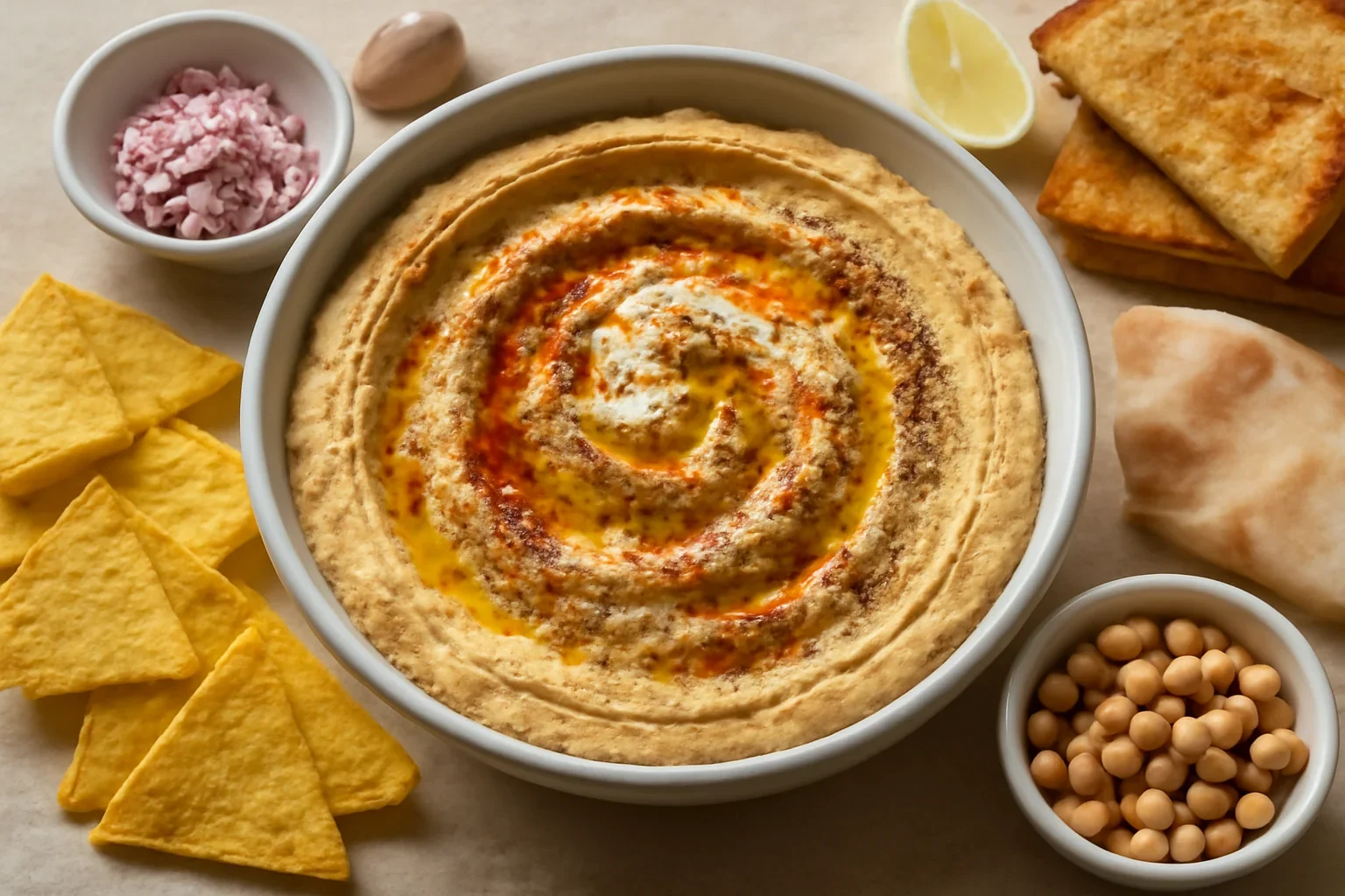 Crema de naut cu iaurt grecesc si usturoi – hummus, pasta aperitiv