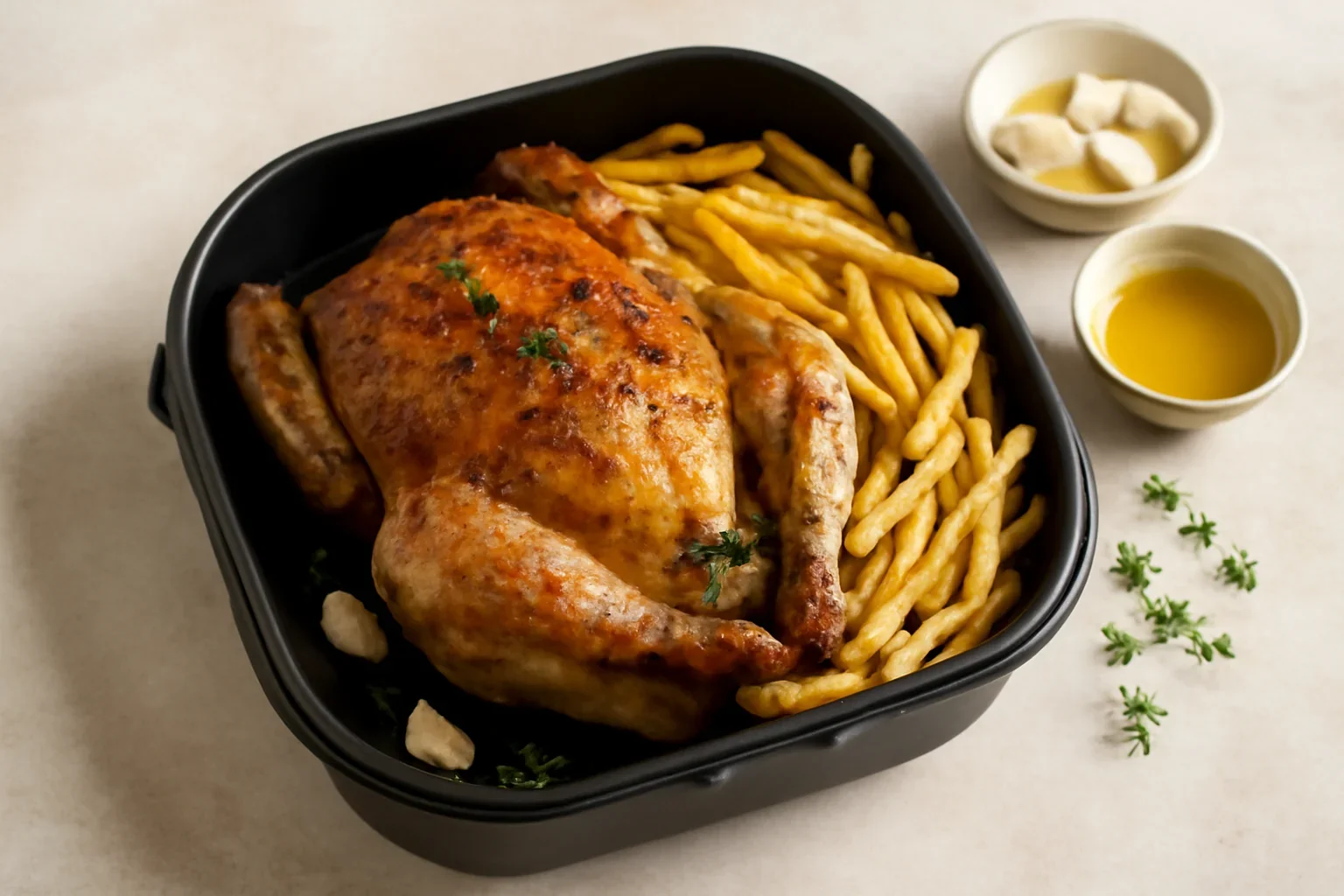 Pui la Air Fryer Cosori Dual Blaze cu Garnitură de Cartofi Crocanți